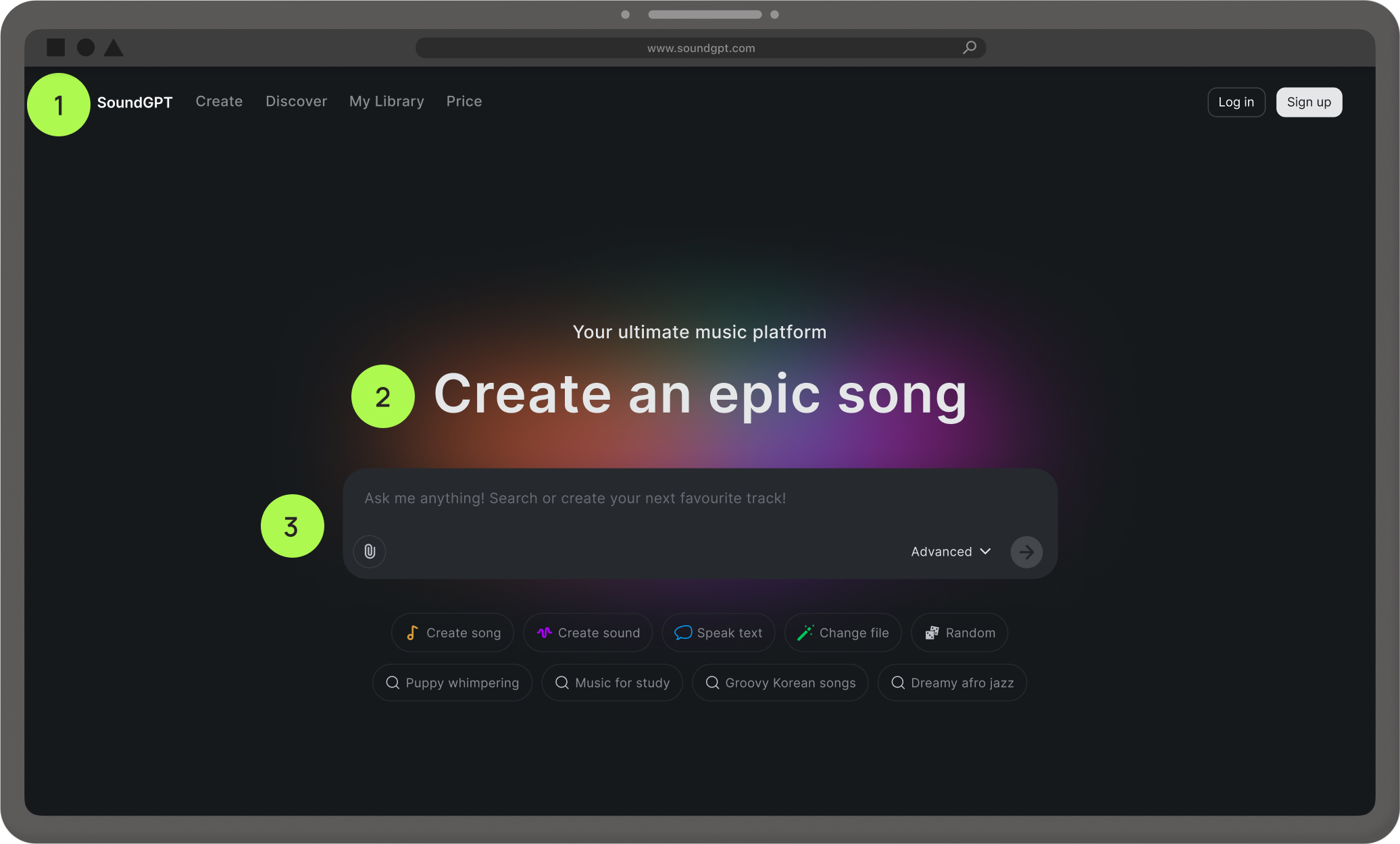 SoundGPT web app main page image